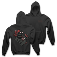 Image 1 of LRC x WLK - " UNLUCKY MISFORTUNE  " -  FADED BLACK HEAVYWEIGHT HOODIE