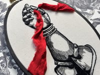 Image 2 of Gauntlet with Red Ribbon Embroidery Hoop 8x5½"