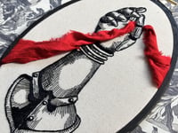 Image 3 of Gauntlet with Red Ribbon Embroidery Hoop 8x5½"