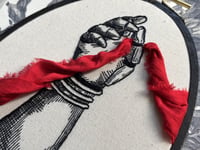 Image 4 of Gauntlet with Red Ribbon Embroidery Hoop 8x5½"