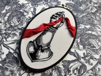 Image 6 of Gauntlet with Red Ribbon Embroidery Hoop 8x5½"
