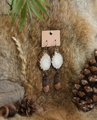 Image 1 of Antler Slab Earrings w/ Pinecone Scale Charms