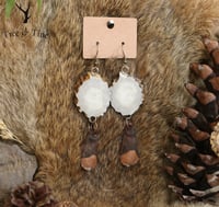 Image 2 of Antler Slab Earrings w/ Pinecone Scale Charms