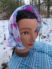 Image 2 of Five Option Bonnet Snood in Upcycled Linen- Paradise- L-XXL