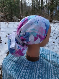 Image 4 of Five Option Bonnet Snood in Upcycled Linen- Paradise- L-XXL
