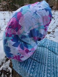 Image 5 of Five Option Bonnet Snood in Upcycled Linen- Paradise- L-XXL