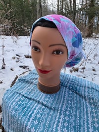 Image 6 of Five Option Bonnet Snood in Upcycled Linen- Paradise- L-XXL