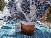 Image 6 of 5 Option Bonnet Snood in Upcycled Linen- Navy Floral- Small/Medium 