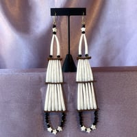 Image 3 of 2 tier Dentalium Chandelier Earrings