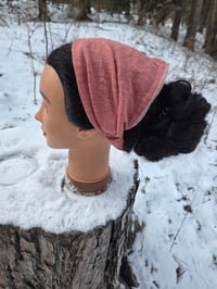 Upcycled Linen Knit Wide Headband Cover -Girls- Ladies Small- Sedona Clay
