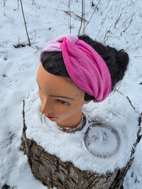 Image 1 of Upcycled Knit Linen Twist Headband- Pink Ombre