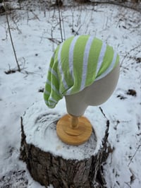 Upcycled Linen Stretchy Wrap in Lime Stripe
