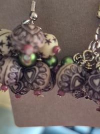 Image 3 of DD0022 - Wooden Bead Cluster Earrings