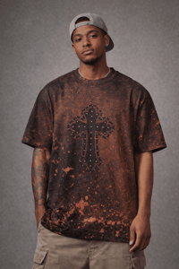 Image 1 of RHINESTONE CROSS TEE