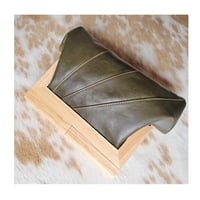 Image 1 of *NEW* Olive Green Leather & Timber Clutch
