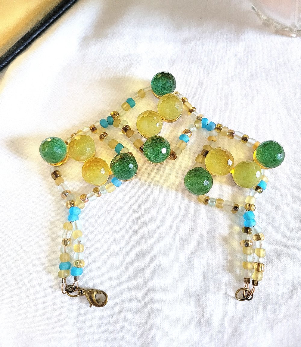 Image of Blue and Gold Criss-Cross Bracelet