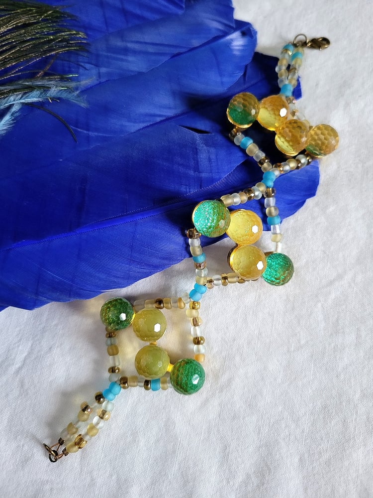 Image of Blue and Gold Criss-Cross Bracelet