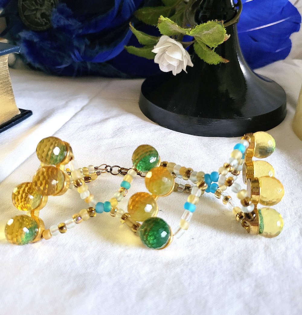 Image of Blue and Gold Criss-Cross Bracelet