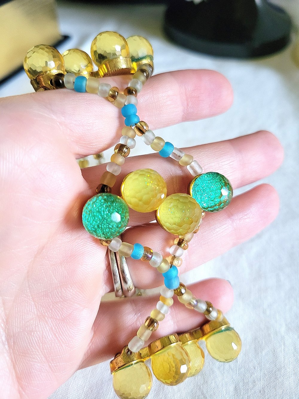 Image of Blue and Gold Criss-Cross Bracelet