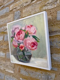 Image 2 of Pink Peonies. Small Painting. 30cm x 30cm 
