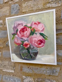 Image 3 of Pink Peonies. Small Painting. 30cm x 30cm 