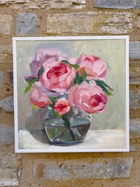 Image 5 of Pink Peonies. Small Painting. 30cm x 30cm 