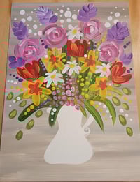 Image 6 of Original framed art, jug bouquet 