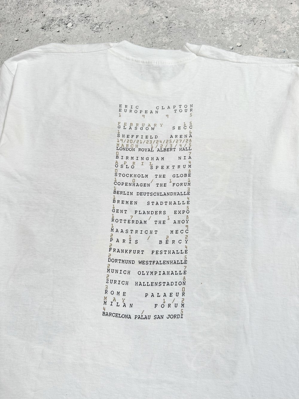 Eric Clapton 1995 ‘European Tour’ White T-Shirt