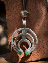 Image 1 of WL&A Handmade Old Style Royston Heishi Turquoise Naja with Silver Half Dollar Pearl 