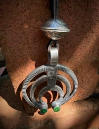 Image 4 of WL&A Handmade Old Style Royston Heishi Turquoise Naja with Silver Half Dollar Pearl 