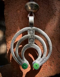 Image 2 of WL&A Handmade Old Style Royston Heishi Turquoise Naja with Silver Half Dollar Pearl 