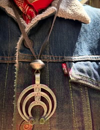 Image 3 of WL&A Handmade Old Style Royston Heishi Turquoise Naja with Silver Half Dollar Pearl 