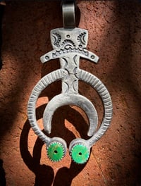 Image 4 of WL&A Handmade Old Style Royston Heishi Turquoise Naja with Silver Half Dollar Pearl #2