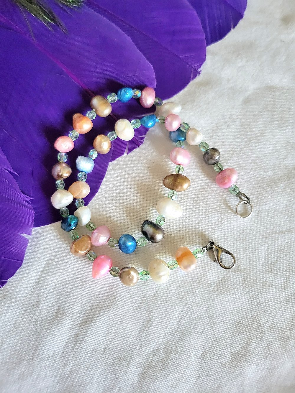 Image of Multicolored Pearl Double Wrap Bracelet