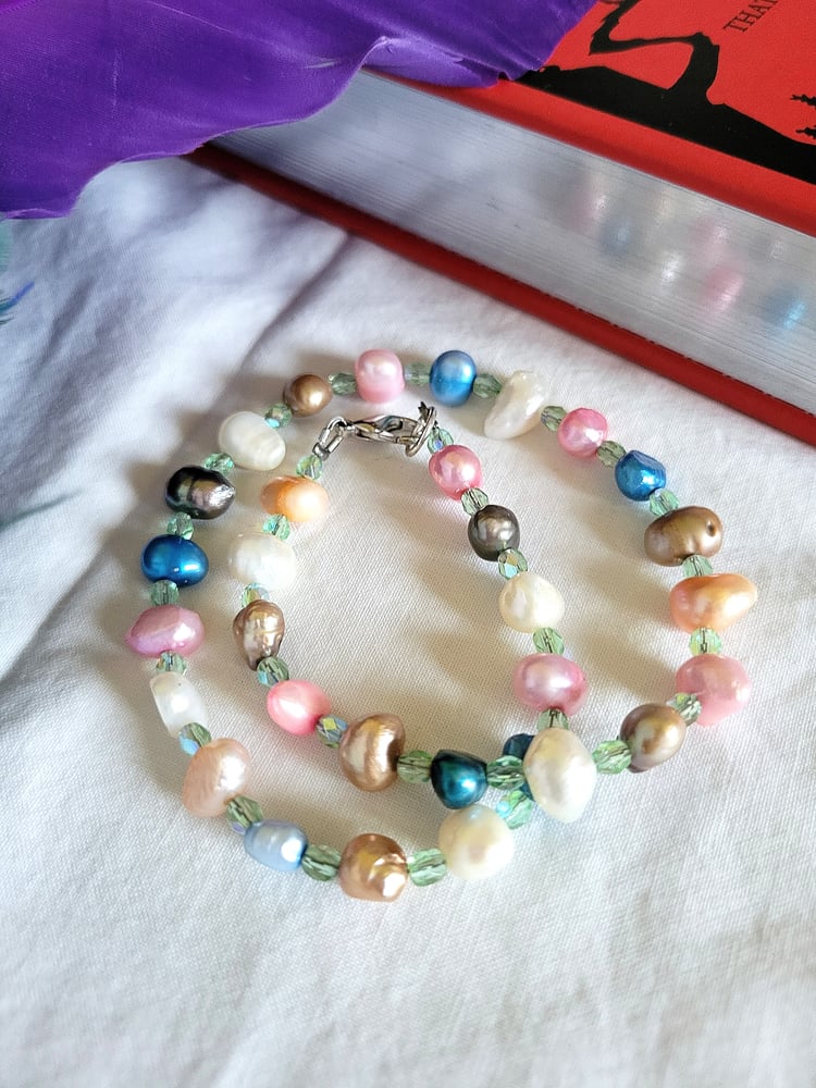 Image of Multicolored Pearl Double Wrap Bracelet