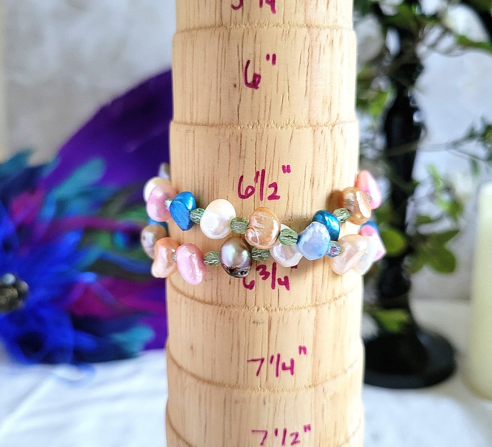 Image of Multicolored Pearl Double Wrap Bracelet