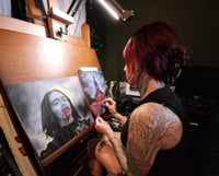 Image 4 of Count Dracula - Original Oil Pastel Painting | Gothic Fine Art