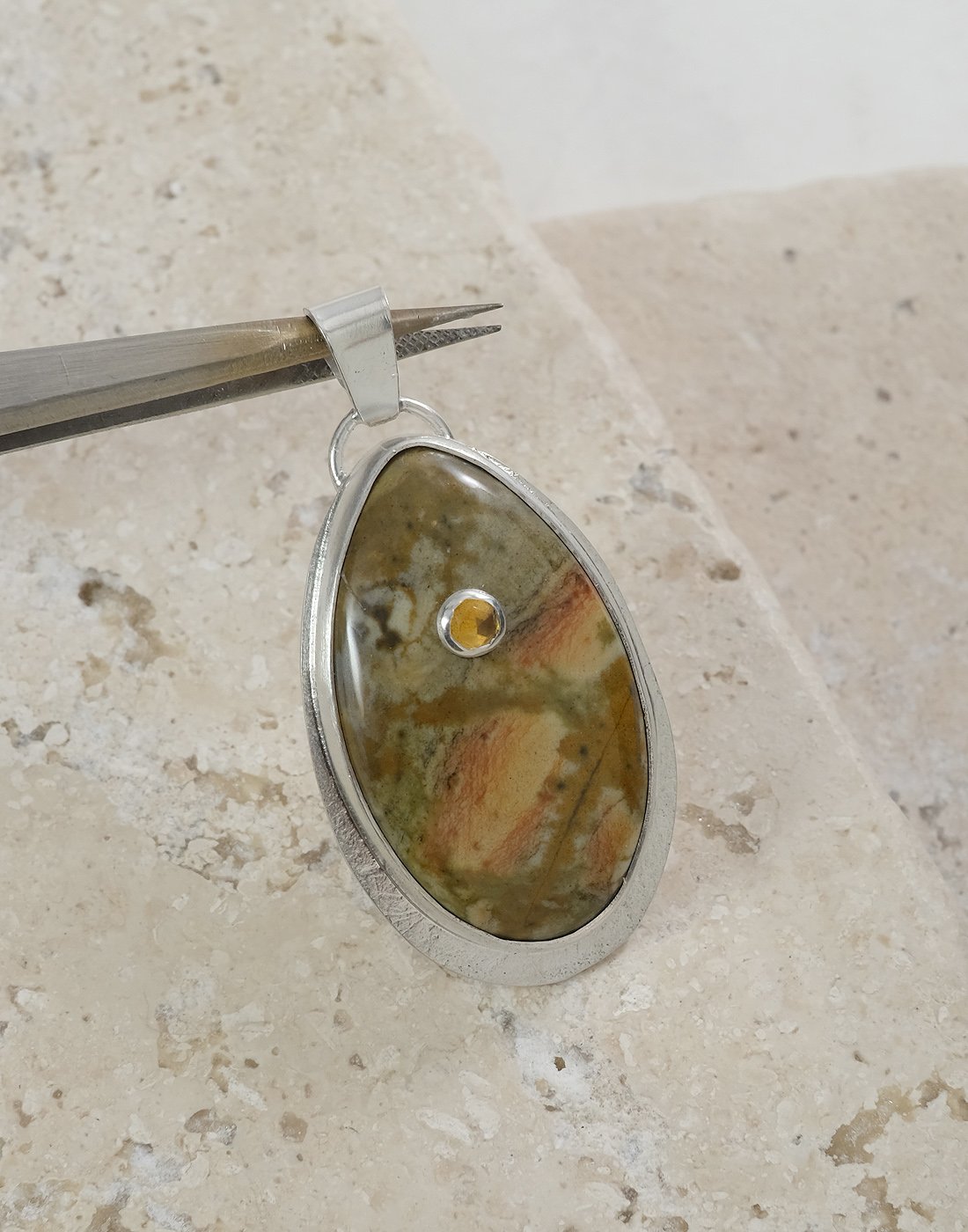 Image of Rocky Butte Jasper and Citrine Pendant 