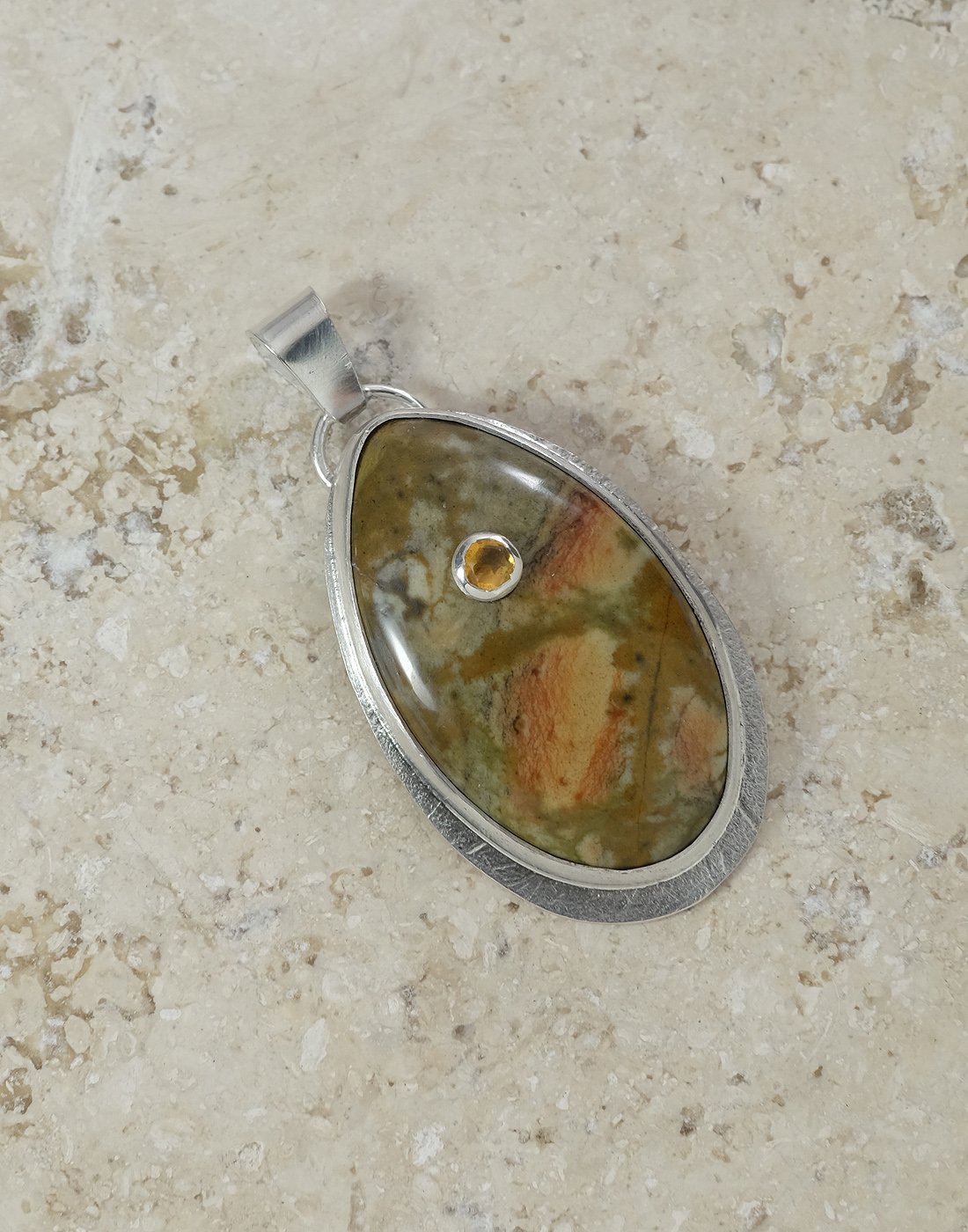 Image of Rocky Butte Jasper and Citrine Pendant 