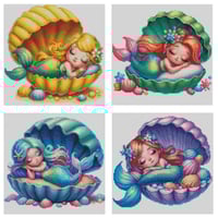 Image 3 of Sleeping Mermaids Mini Diamond Painting Kit by Creative Gems