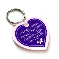 Image 2 of I Have Never Done Anything Wrong Heart Keychain