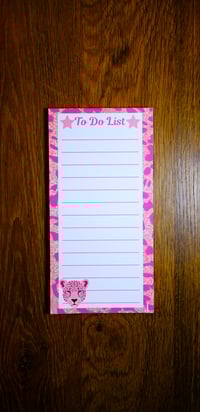 Image 1 of Handmade Pink Animal Print To Do List Notepad notes, lined, leopard, gift, pad, memo, cheetah, note