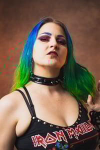 Image 3 of Holographic Vinyl Spiked Choker