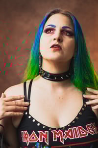 Image 2 of Holographic Vinyl Spiked Choker