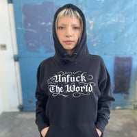 Image 1 of UNFUCK THE WORLD "BLACKLETTER" LOGO PULLOVER HOODIE