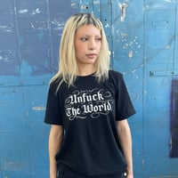 Image 2 of UNFUCK THE WORLD UNISEX "BLACKLETTER" LOGO T-SHIRT