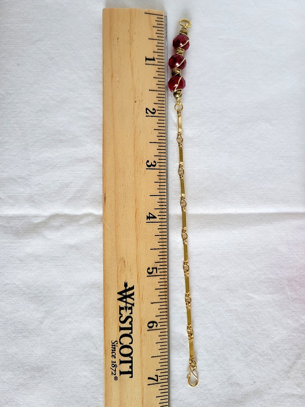 Image of Wire Wrapped Red Beaded Bar Bracelet