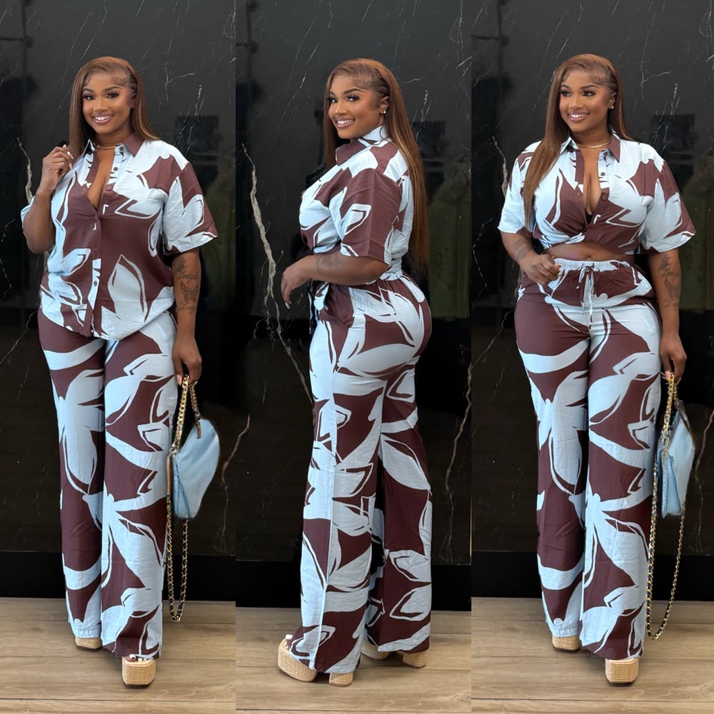 Image of VALENTINA SET-brown & baby blue 