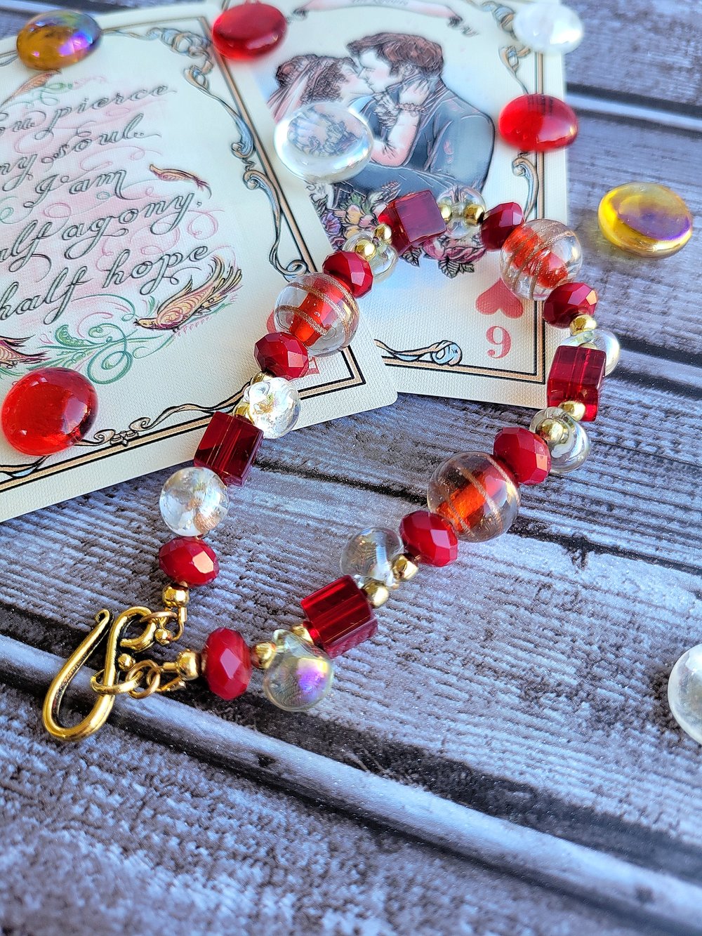 Image of Red Bead Mix Bracelet