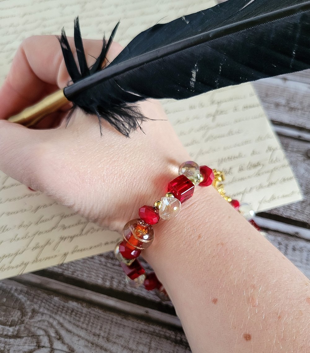 Image of Red Bead Mix Bracelet